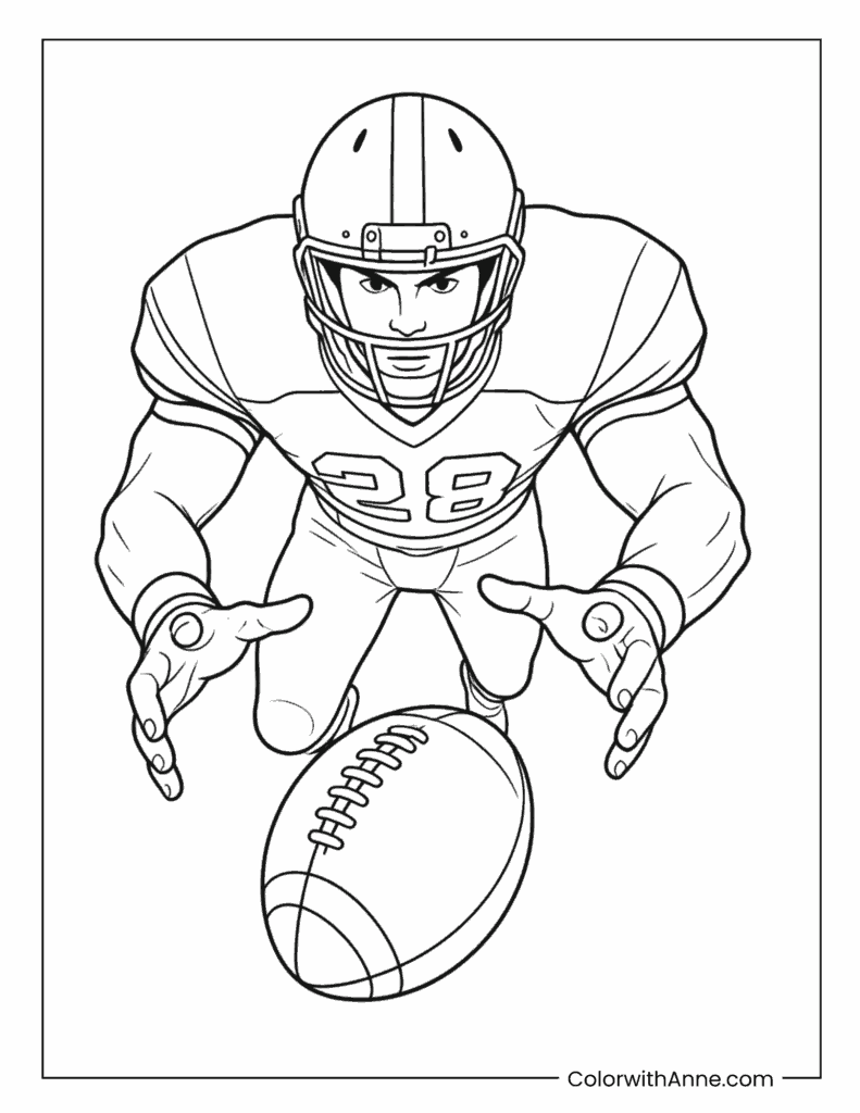 Football Quarterback Holding Ball Coloring Page