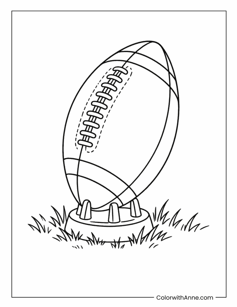 Football Standing On Kicking Tee Coloring Page