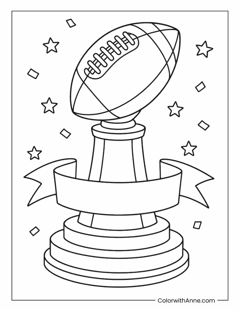 Football Trophy On Pedestal Coloring Page