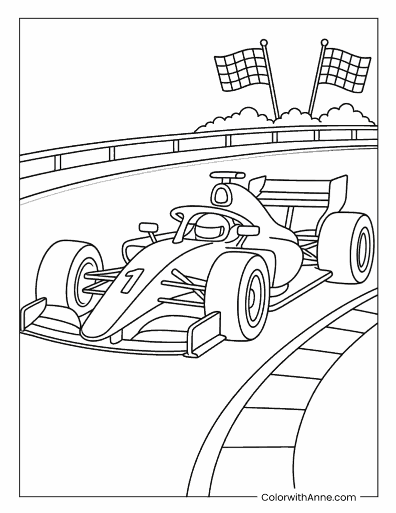 Formula Race Car Coloring Page