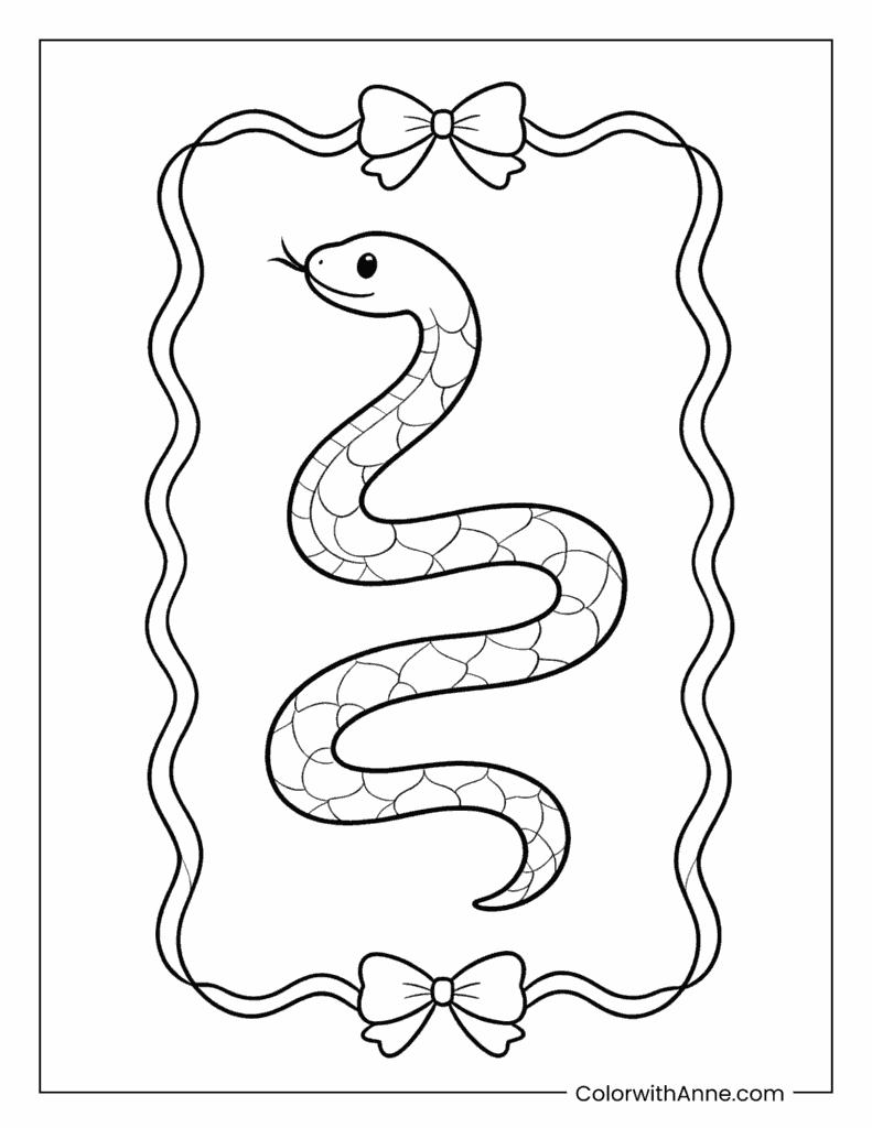 Framed Friendly Snake Coloring Page