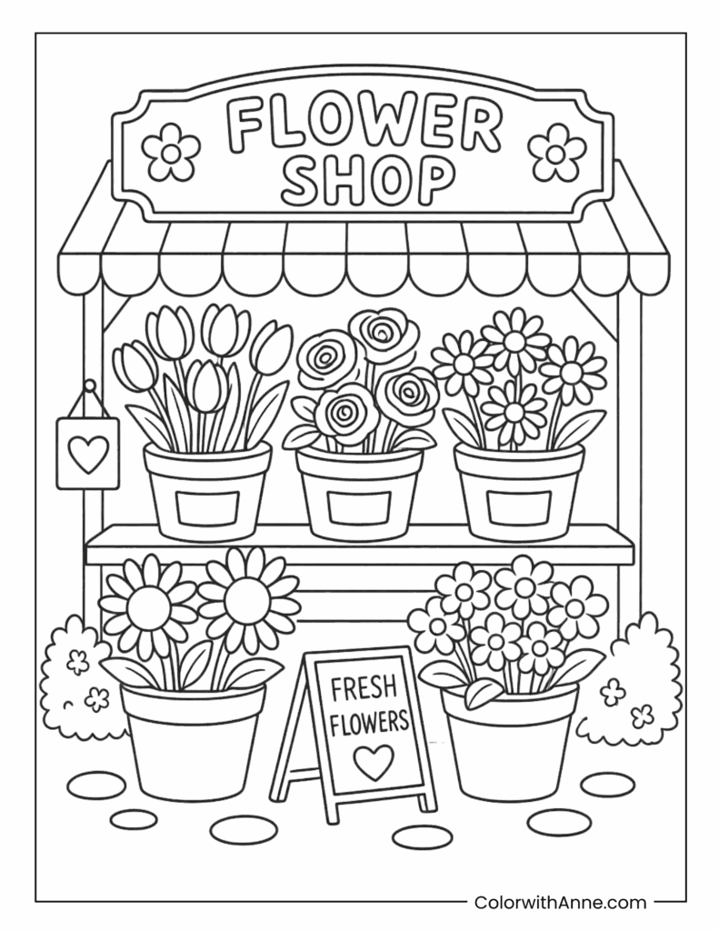 Fresh Flower Shop Coloring Page
