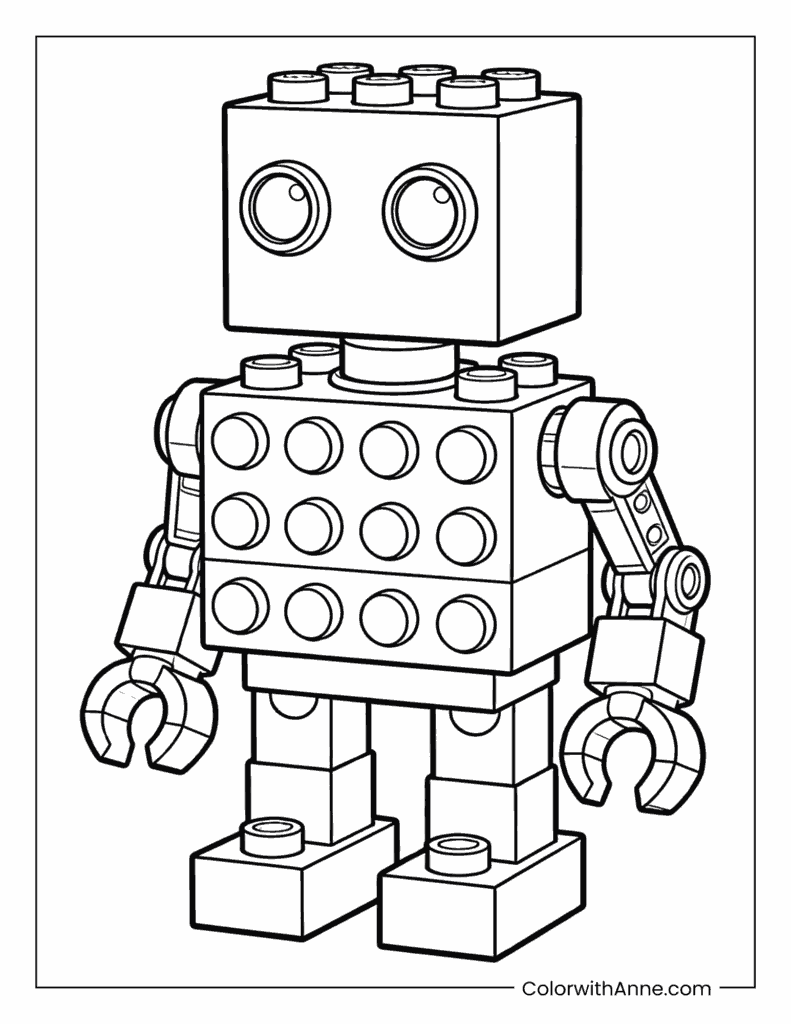 Friendly Lego Robot Coloring Page