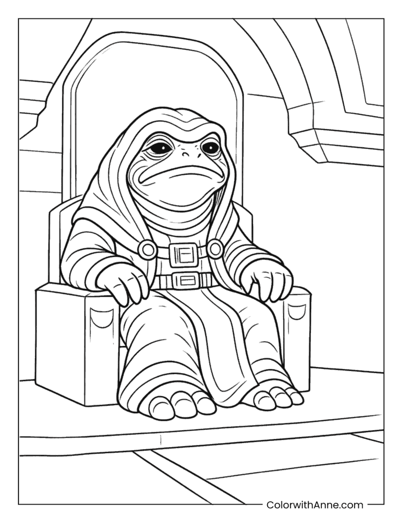 Frog Lady Resting On Her Throne Coloring Page