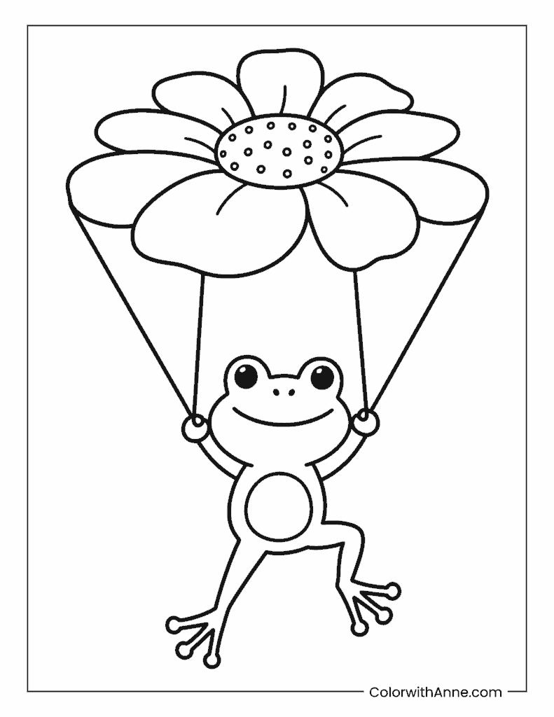 Frog Parachute Coloring Page