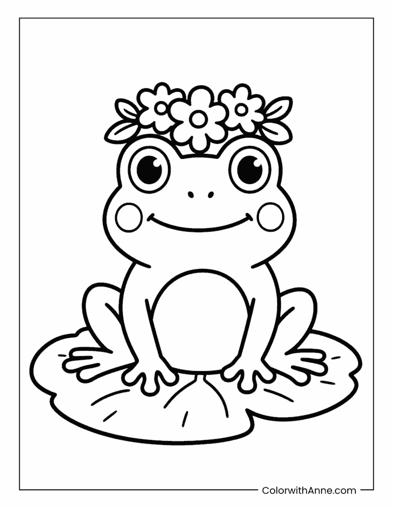 Frog Sitting on a Lily Pad Coloring Page