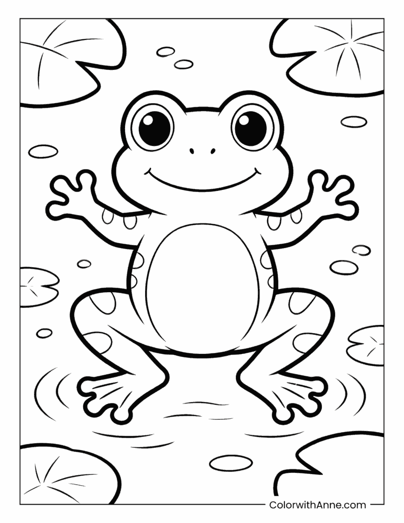 Frog in Water Coloring Page