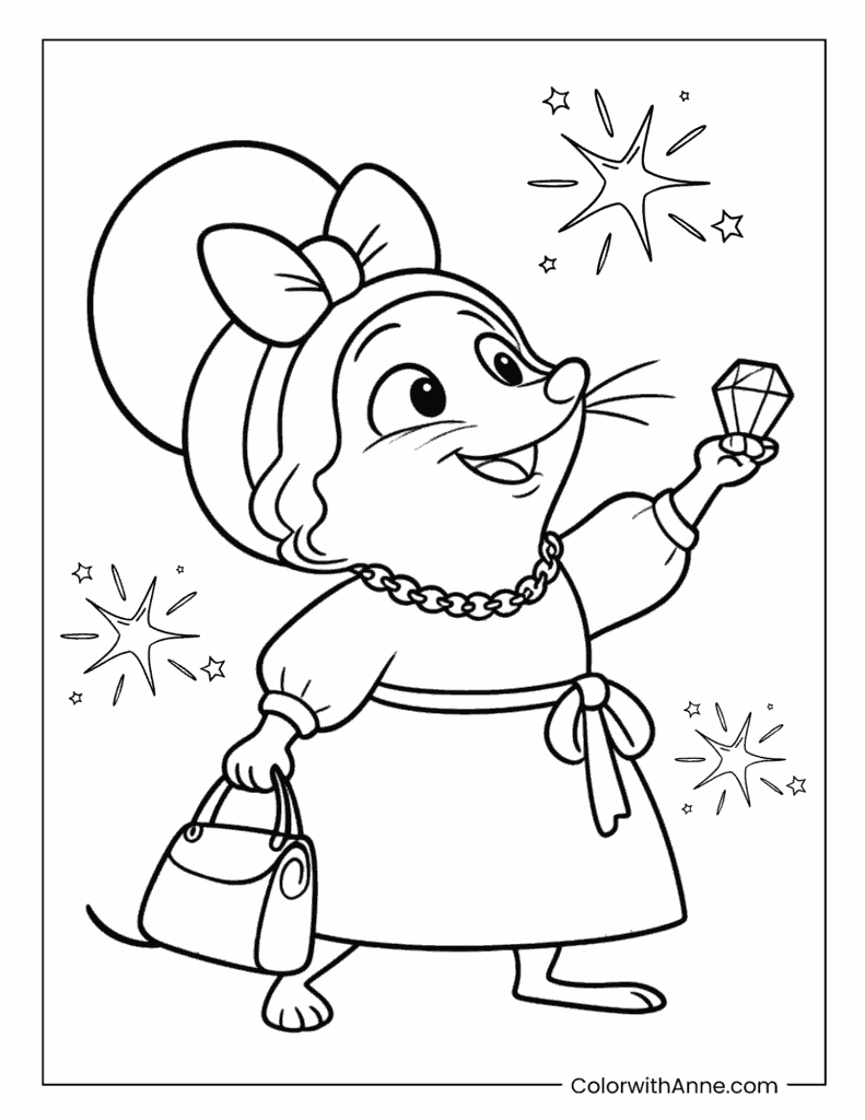 Fru Fru’s Sparkling Diamond Coloring Page for Kids