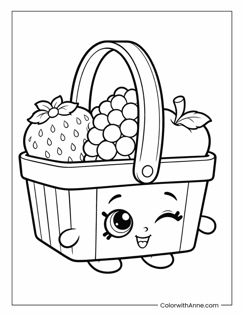 Fruit Basket Cute Food Coloring Page