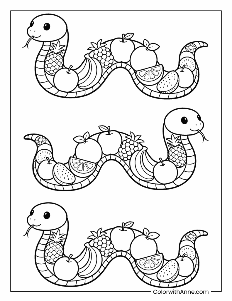 Fruit Pattern Snake Coloring Page