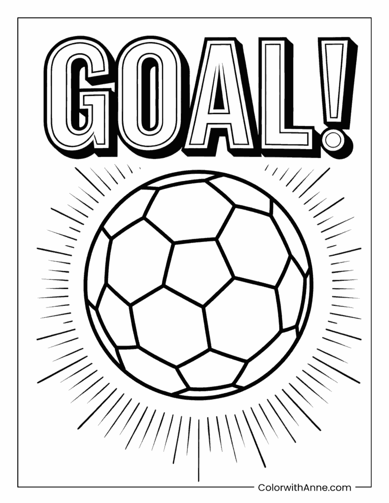 GOAL! Soccer Ball Celebration Coloring Page