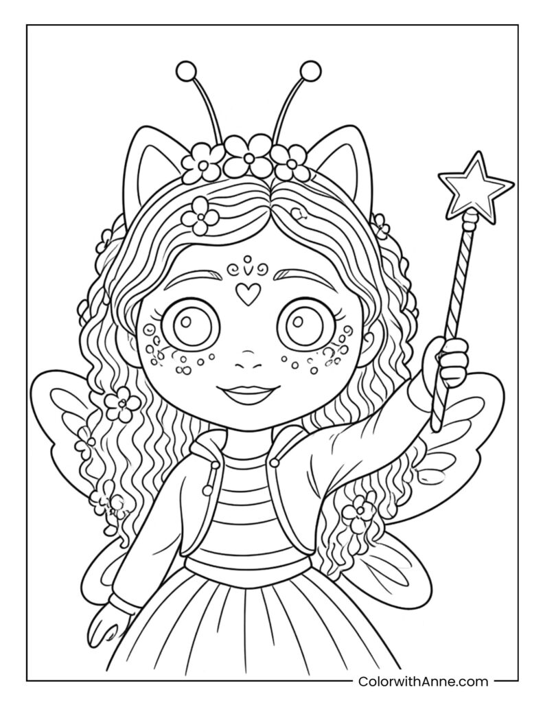 Gabby Fairy with a Star Wand Coloring Page