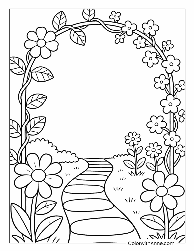 Garden Path with Vine Arch Coloring Page