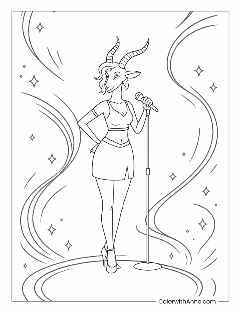 Gazelle Singing on Stage Coloring Page