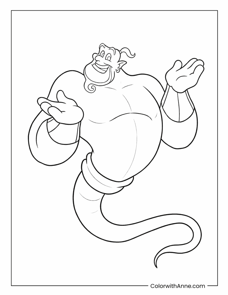 Genie Waving Coloring Page
