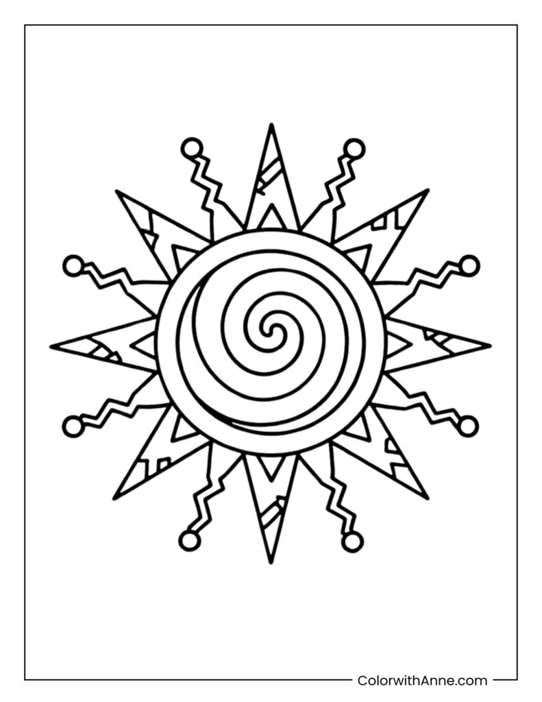 Geometric Sun Coloring Page