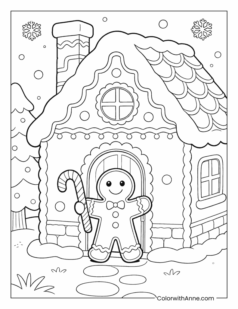 Gingerbread Man’s Gingerbread House Coloring Page