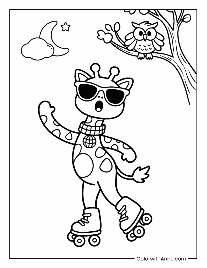 Giraffe Disco Coloring Page