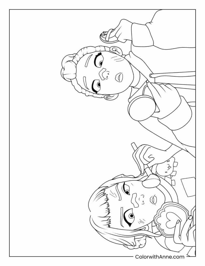 Girls Doing Makeup K-Pop Demon Hunters Coloring Page
