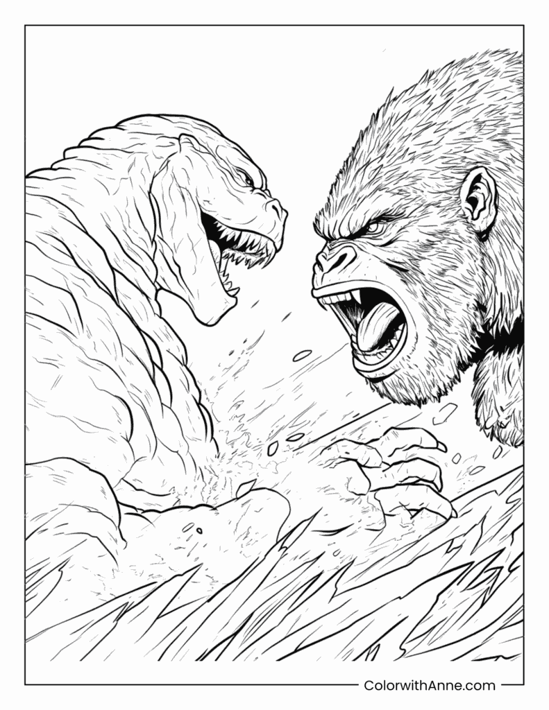 Godzilla vs Kong Coloring Page