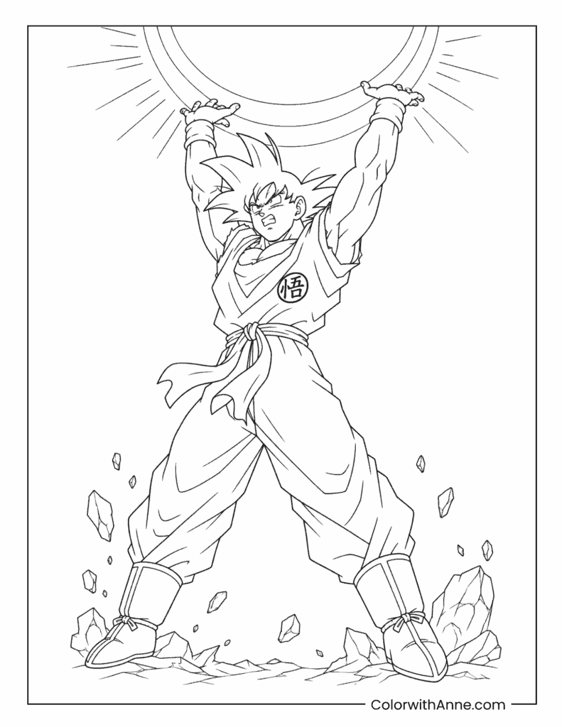 Goku Charging the Spirit Bomb Coloring Page