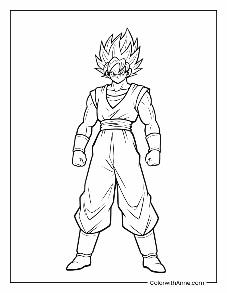 Goku Super Saiyan God Coloring Page