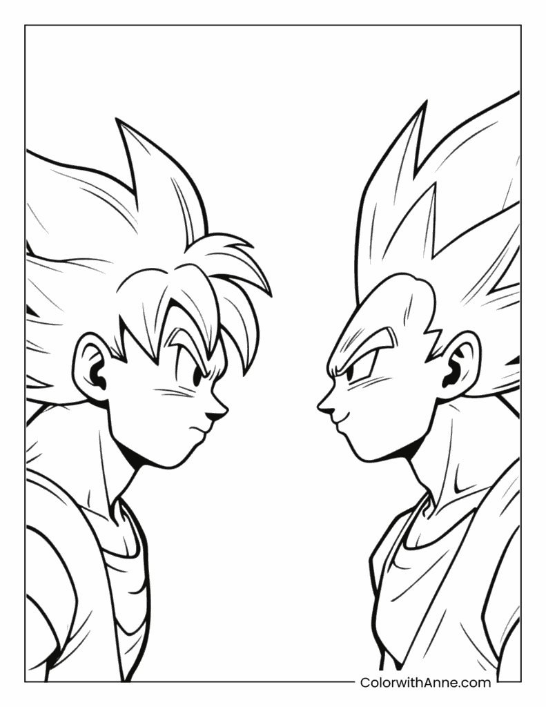 Goku and Vegeta Face-Off Coloring Page