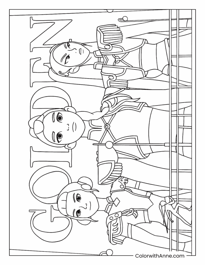 Golden KPOP Demon Hunters Coloring Page