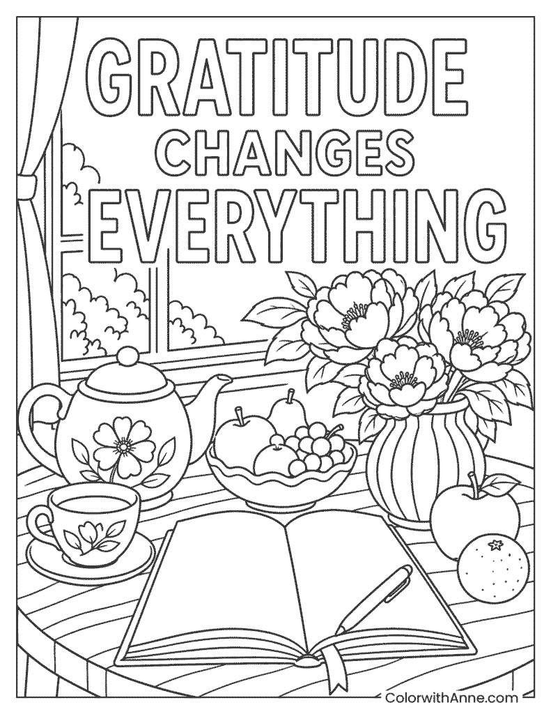 Gratitude Changes Everything Coloring Page