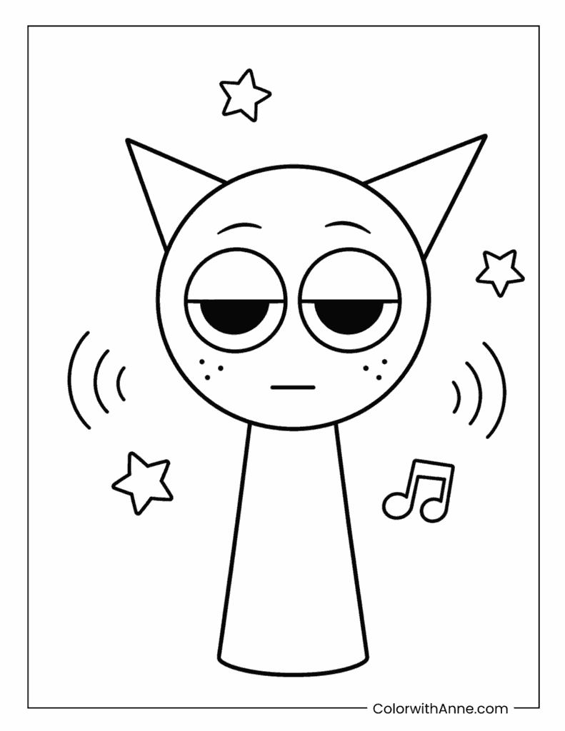 Gray Sprunki With Stars Coloring Page