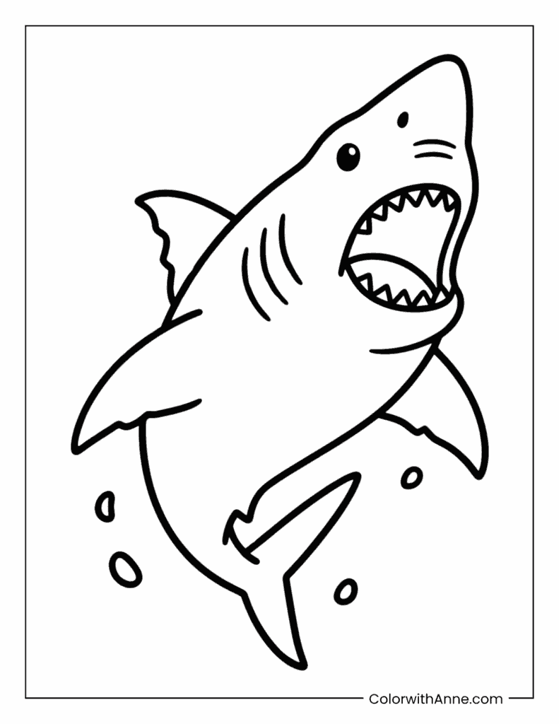 Great White Shark Attack Coloring Page