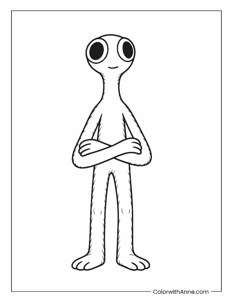 Green Standing with Crossed Arms Coloring Page