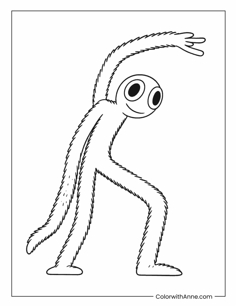 Green Stretching Long Arms Coloring Page