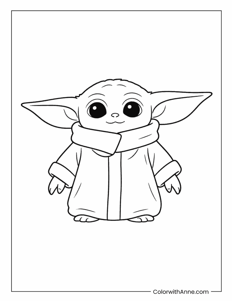 Grogu Standing In Robe Coloring Page