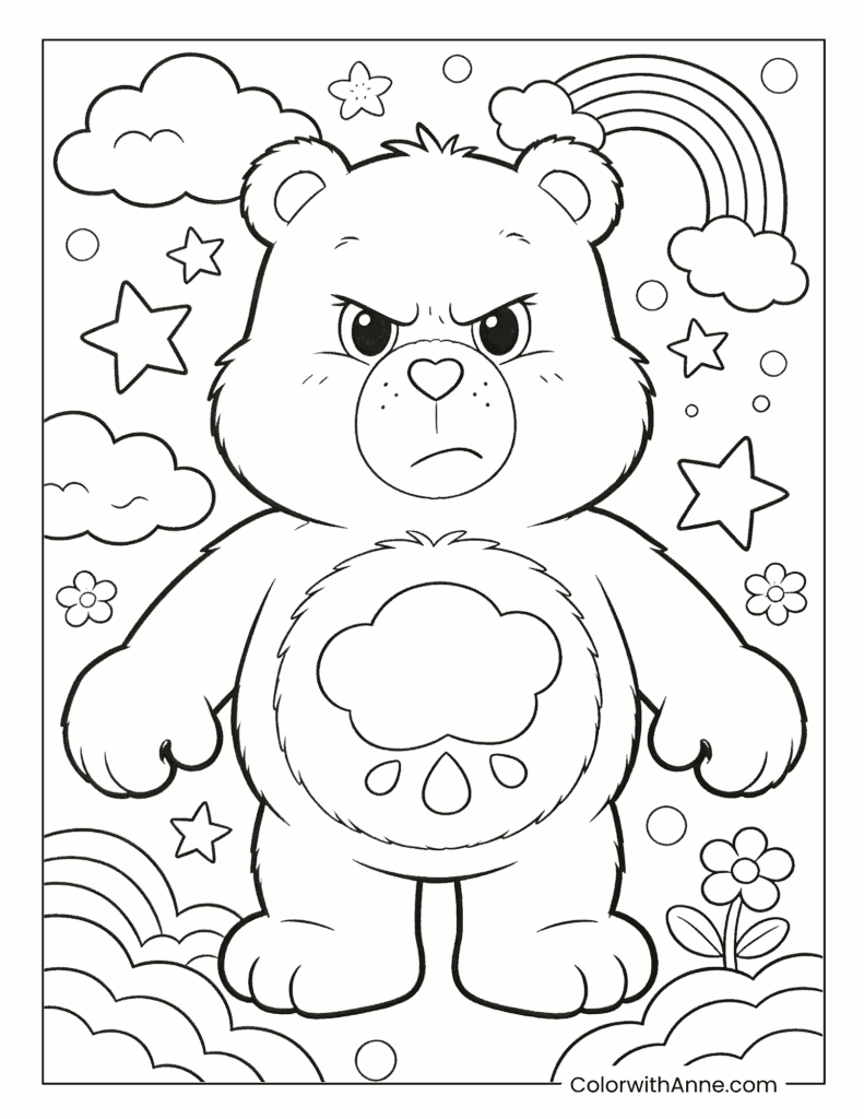 Grumpy Bear Coloring Page for Kids
