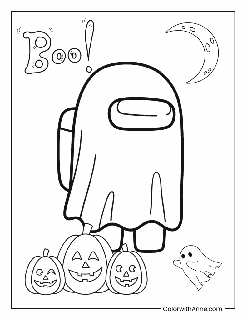 Halloween Among Us Coloring Page