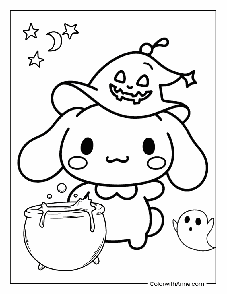 Halloween Cinnamoroll Coloring Page