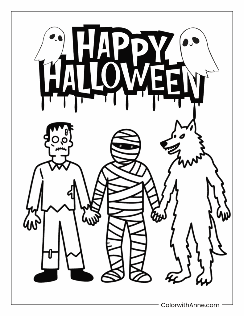 Halloween Parade Coloring Page