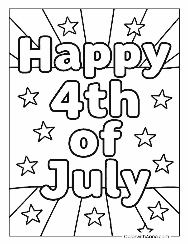 Happy 4th of July Coloring Page