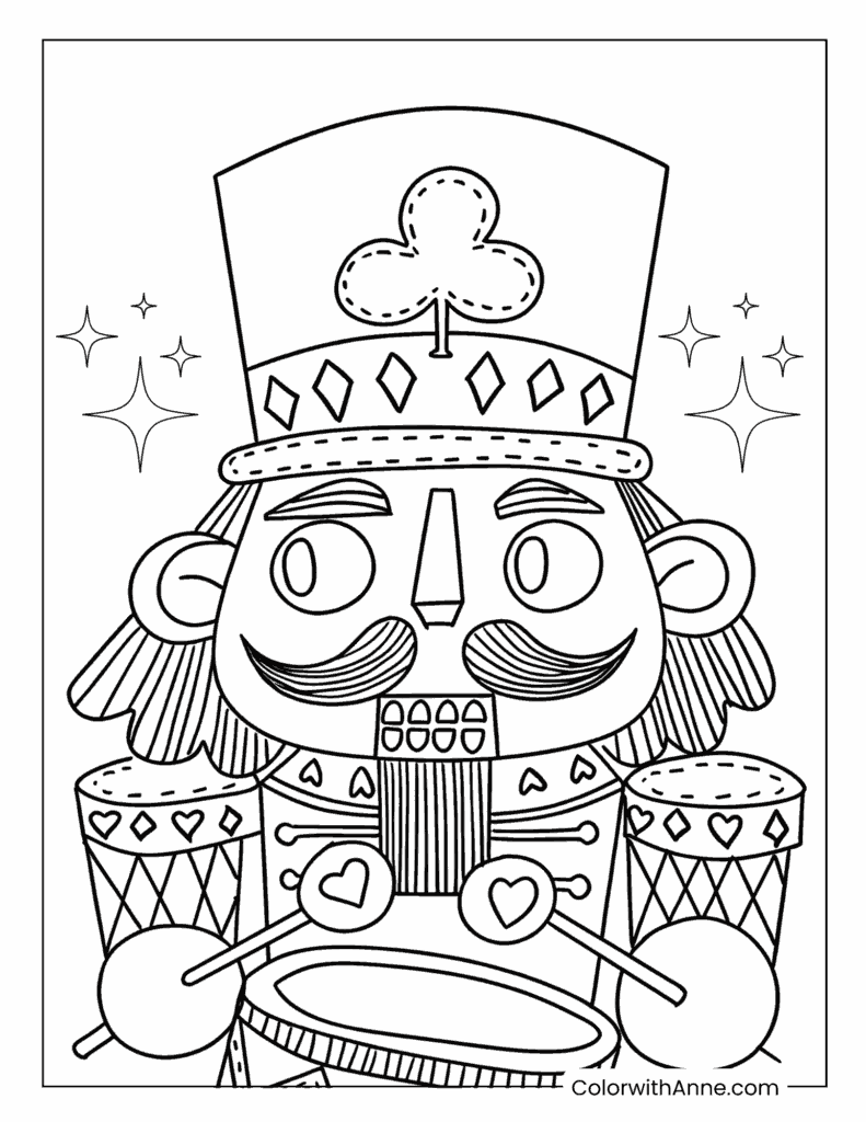 Happy Drumming Nutcracker Coloring Page