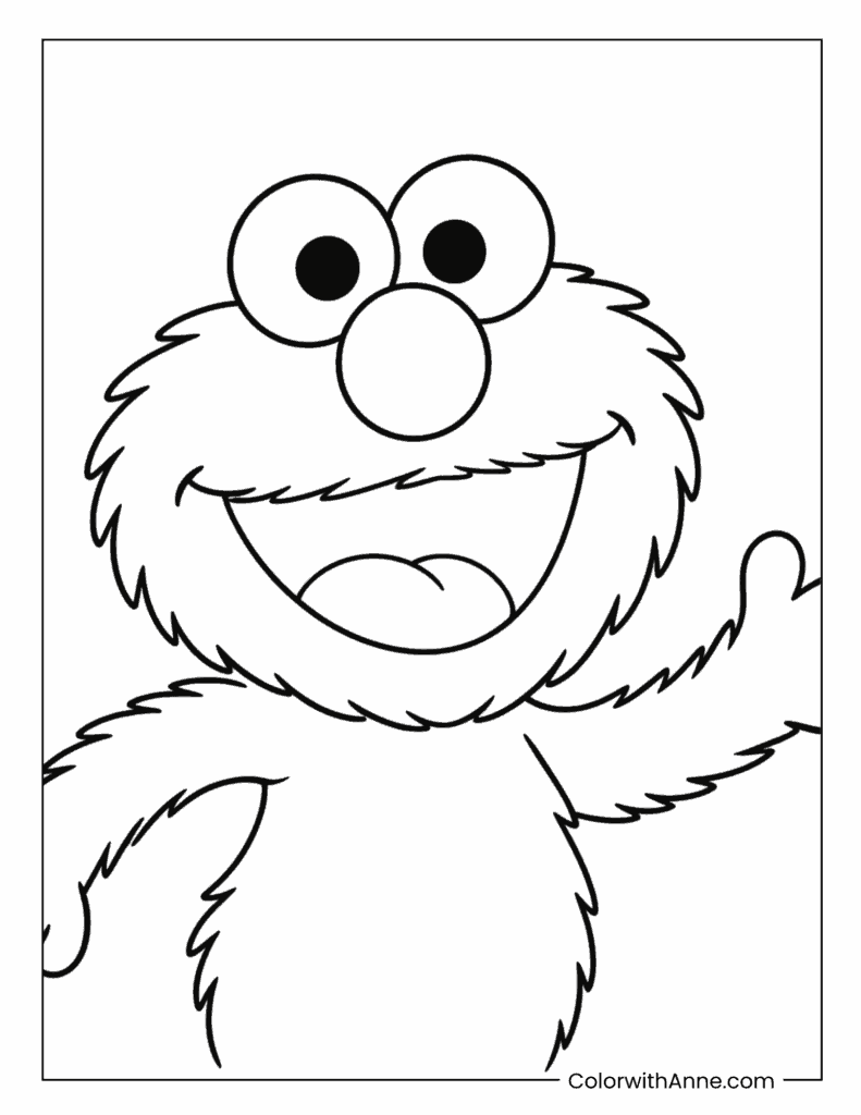 Happy Elmo Close-Up Coloring Page