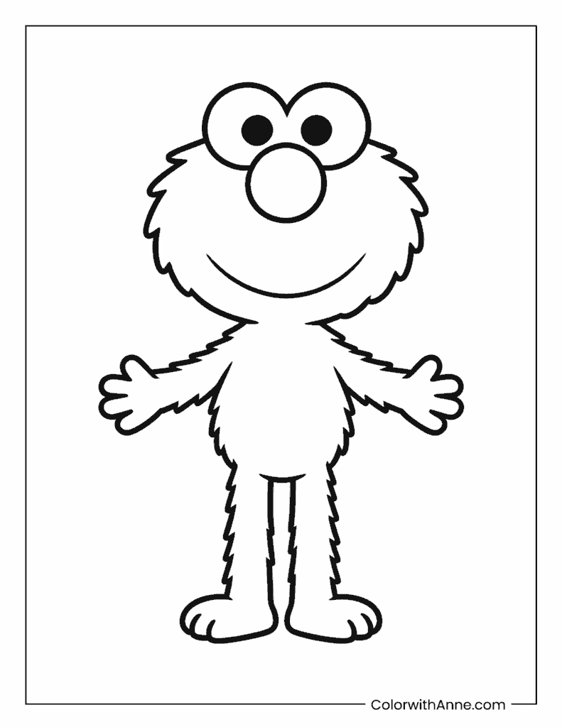 Happy Elmo Coloring Page for Kids