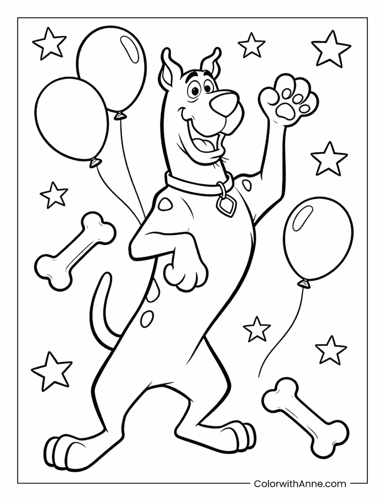 Happy Scooby-Doo Coloring Page