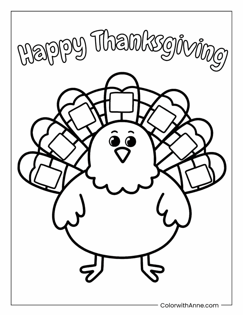 Happy Thanksgiving Turkey Coloring Page