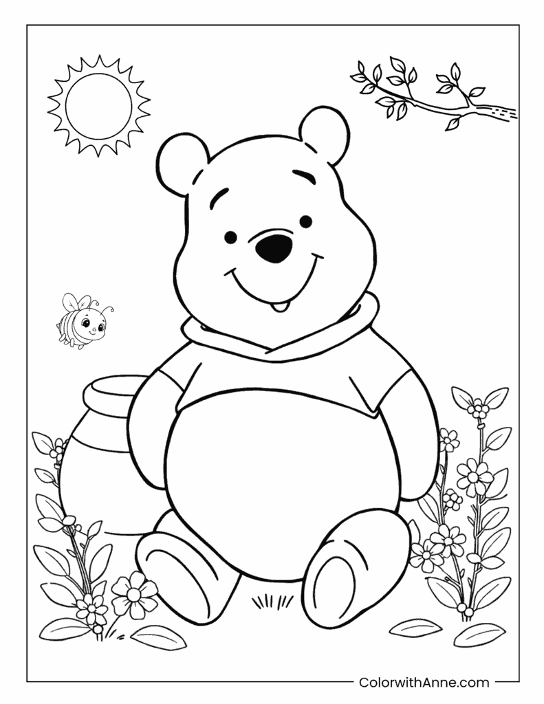 Happy Winnie the Pooh Coloring Page