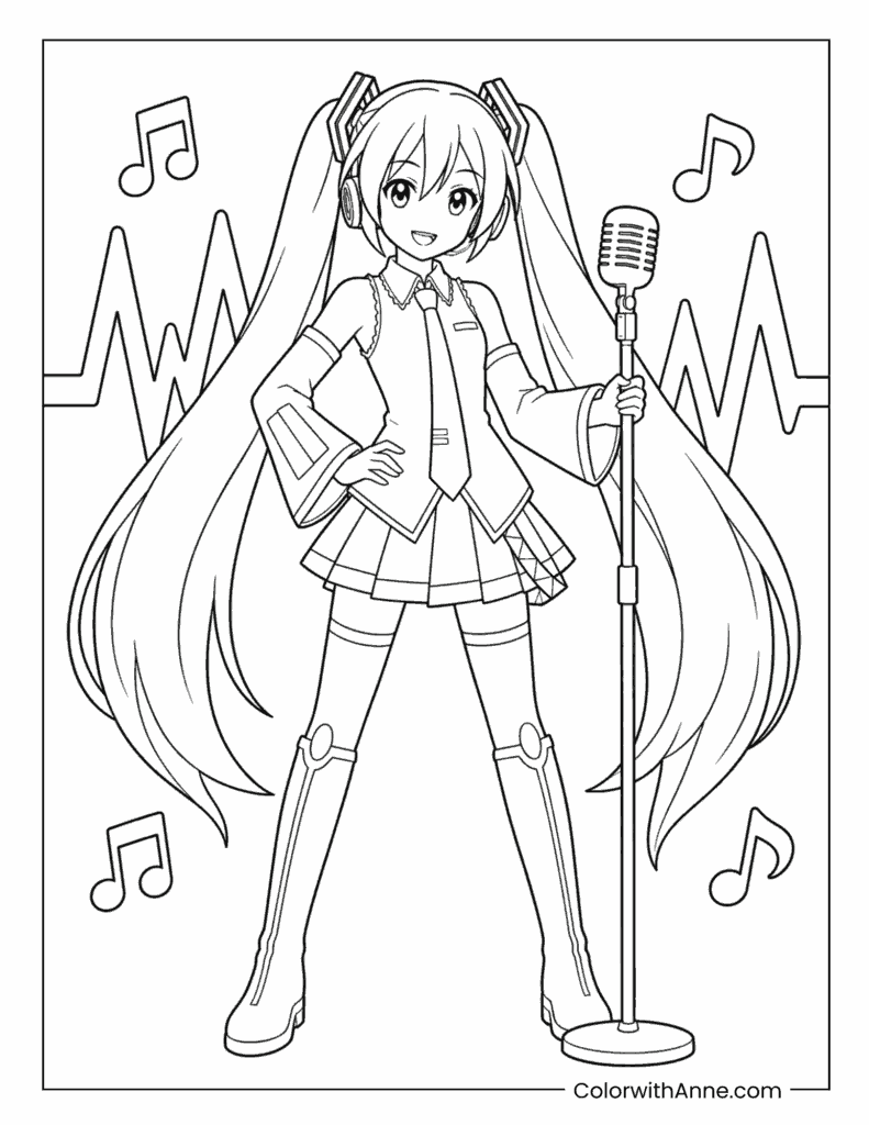 Hatsune Miku at the Concert Coloring Page
