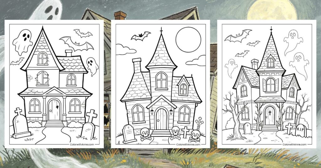 Haunted House Coloring Pages Banner