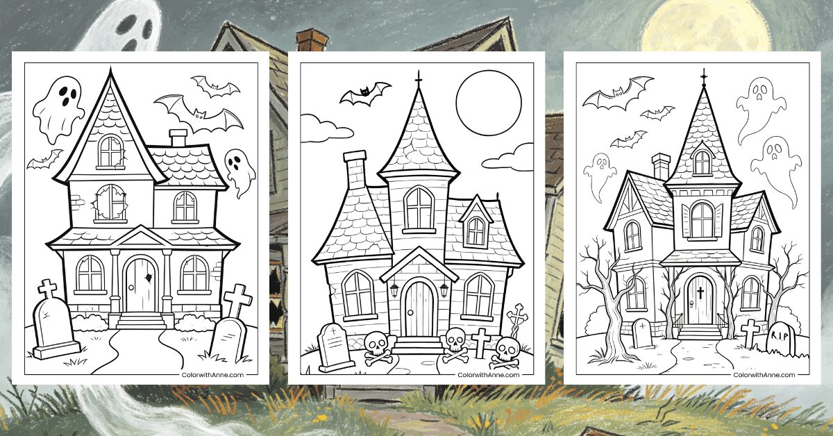 Haunted House Coloring Pages Banner