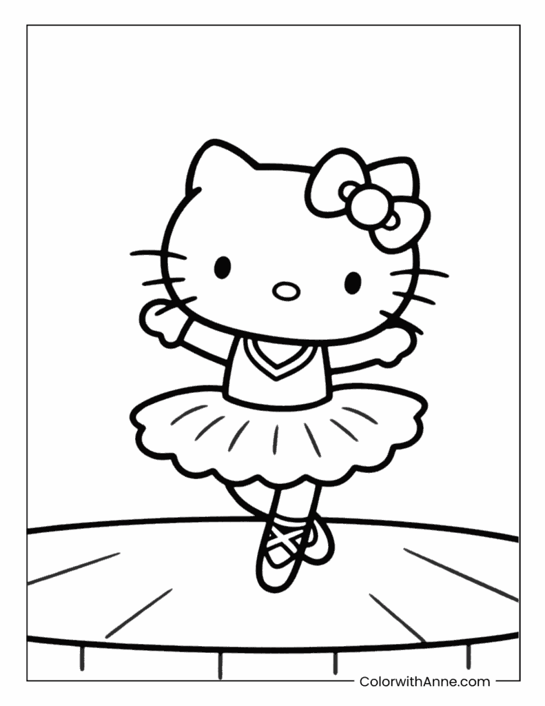 Hello Kitty Dressed as a Ballerina Coloring Page