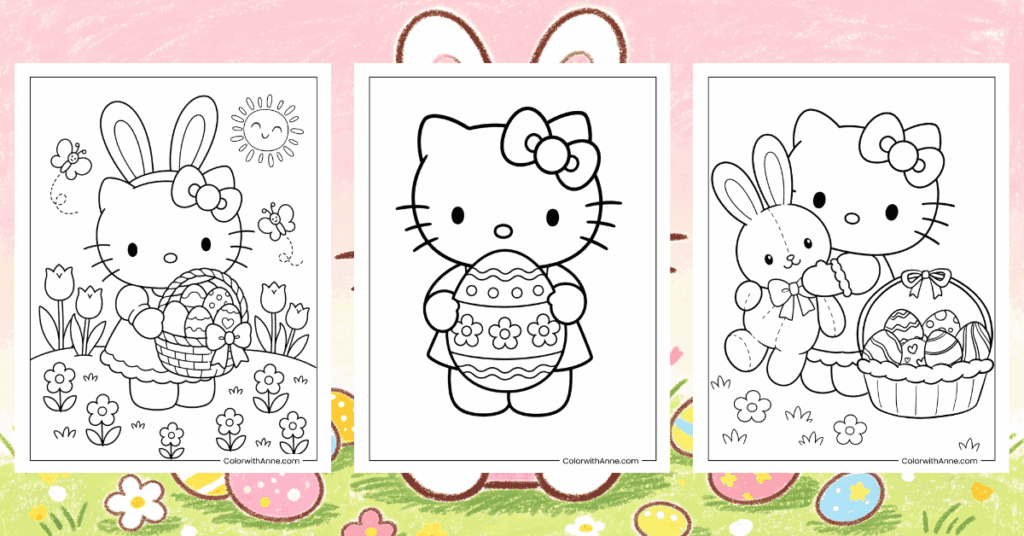 Hello Kitty Easter Coloring Pages Banner